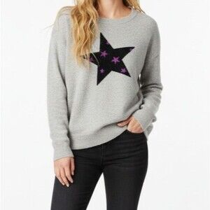 Nordstrom Halogen Cashmere Blend Star Crewneck Sweater Women Medium Long Sleeve
